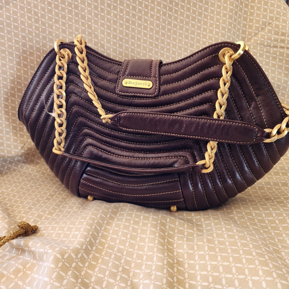 Eric Javits burgundy leather handbag
